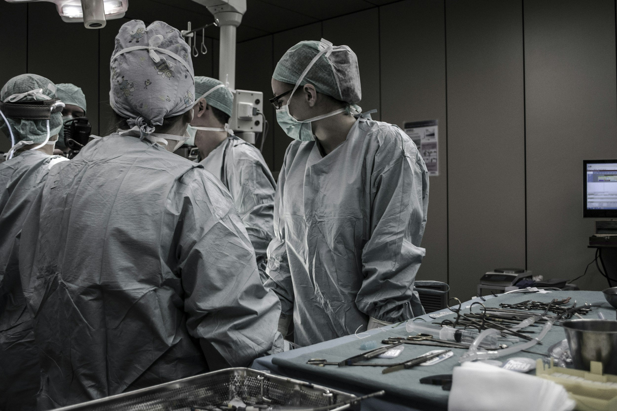 Surgical team in operating room or collaborative research setting